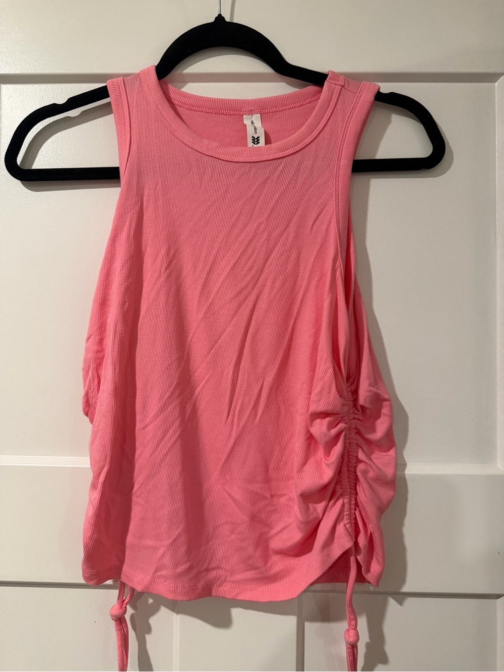 all in motion Pink Side-Ruched Tank Top with Drawstring